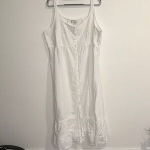 The 1 for U Floral Embroidered White Button-Down  Maxi Dress 100% Cotton Sz XXXL